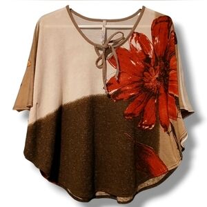 Harmony Bohemian Floral Tie-Neck Poncho Top